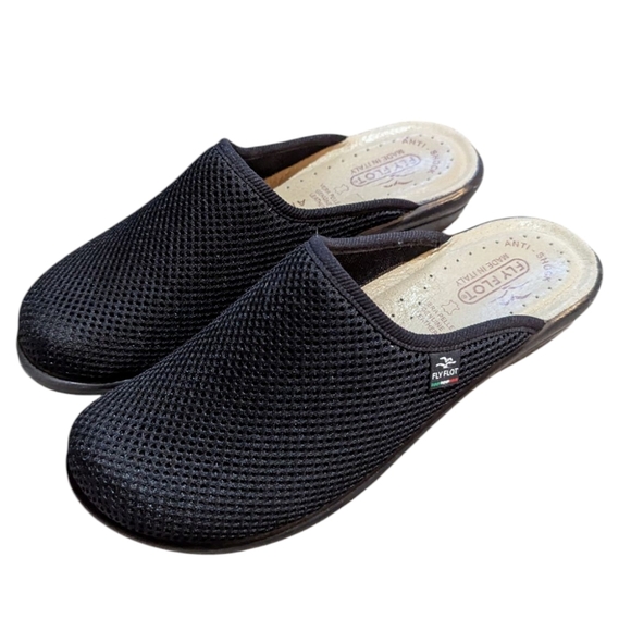 Fly Flot Made In Italy Black Mesh Mule/Clog Size EU 39 - Picture 1 of 6